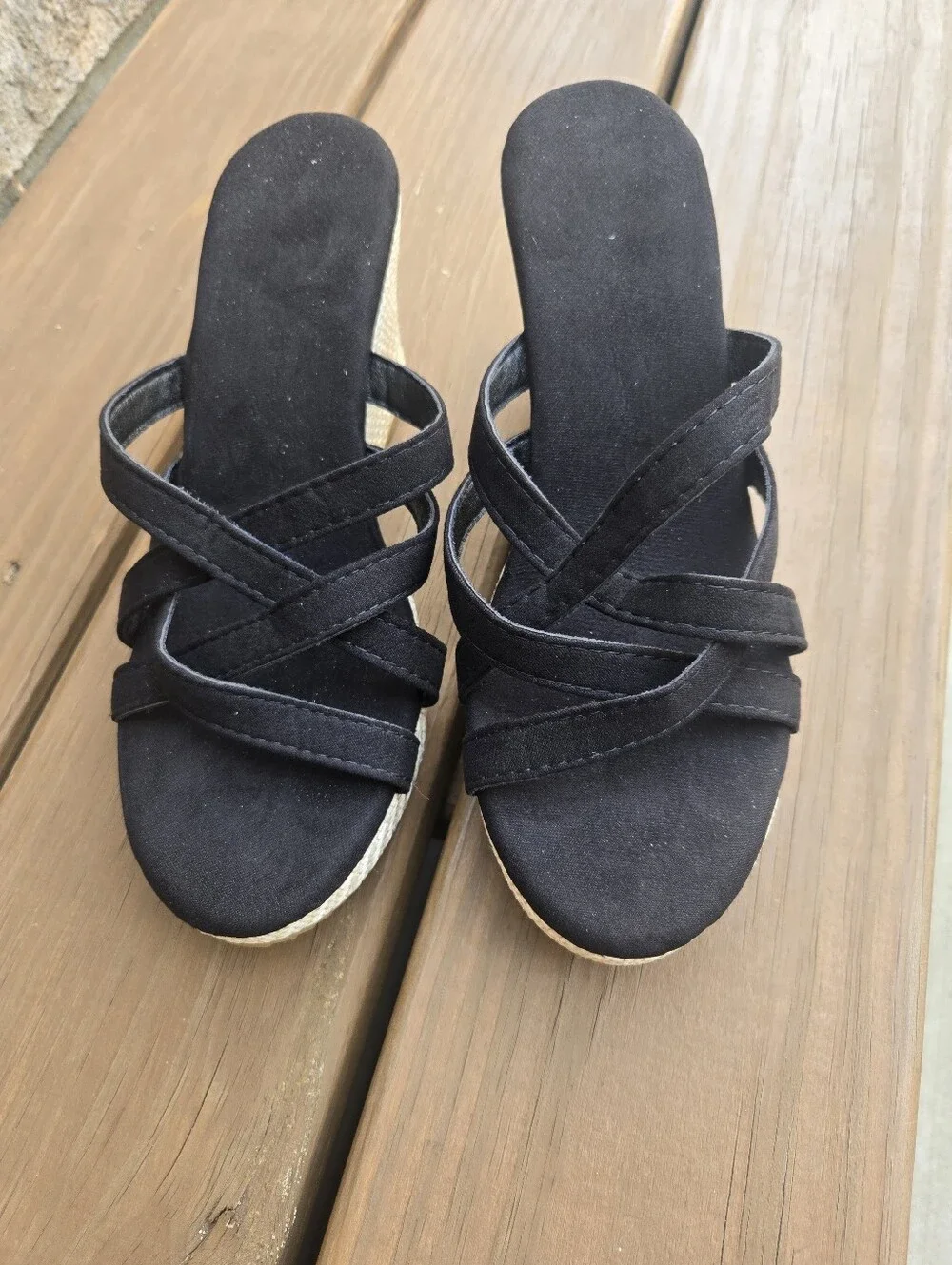& Other Stories Black Crisscross Espadrille Wedge Slides